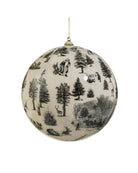 ball ornament with trees and deer on it