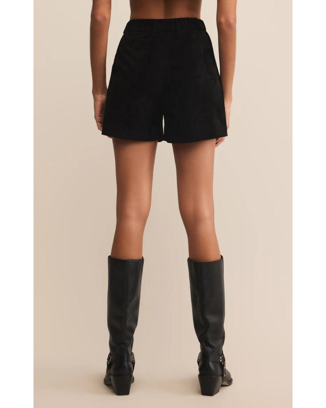 black faux suede shorts