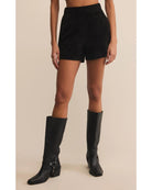 black faux suede shorts