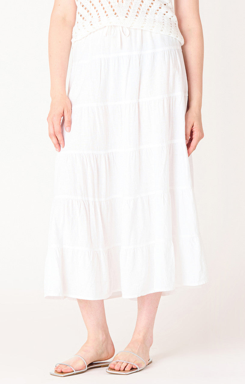 a tiered maxi skirt in white