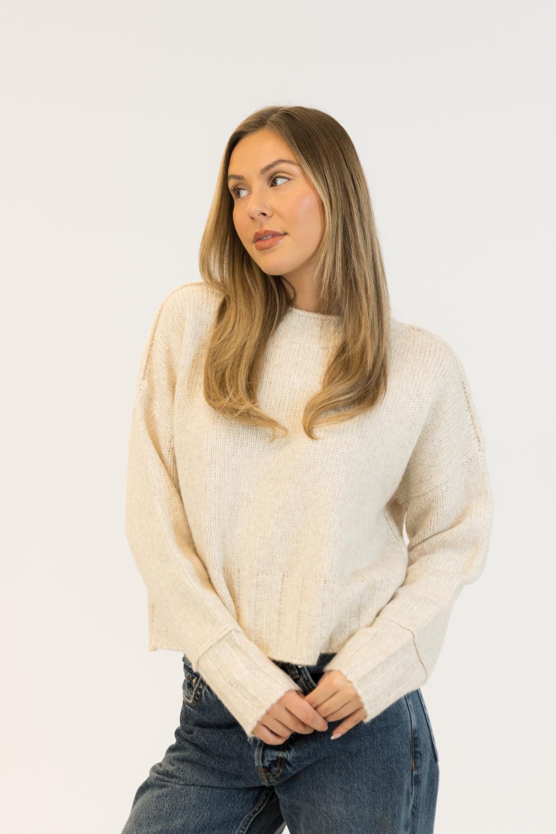 cream pullover knit sweater