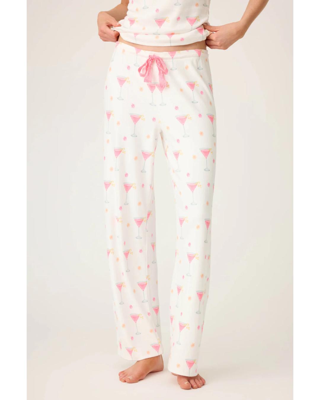 pj lounge pants with pink martinis all over
