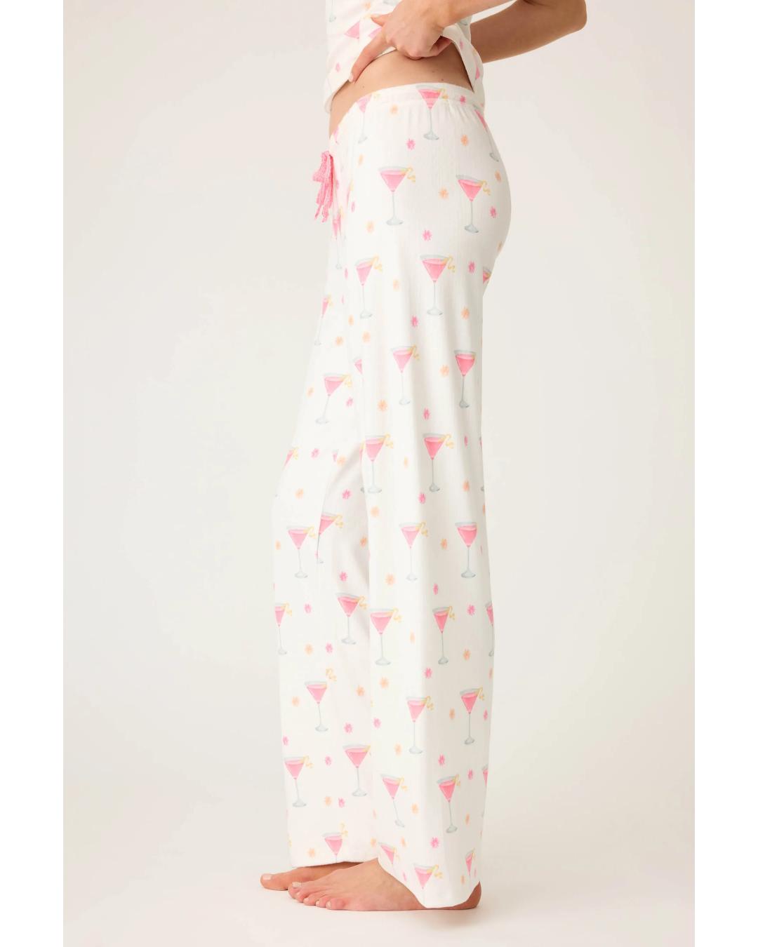 pj lounge pants with pink martinis all over