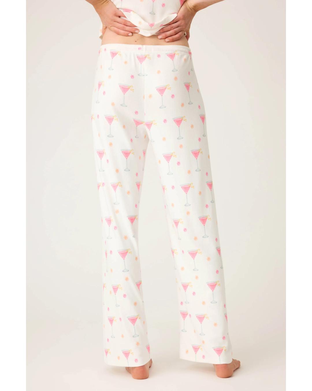 pj lounge pants with pink martinis all over