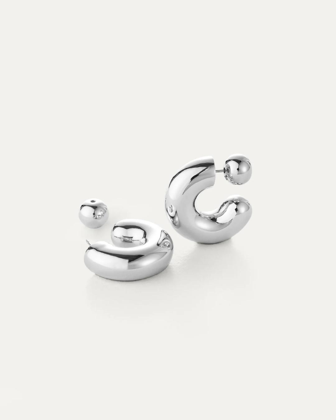 large tube hoops in silver