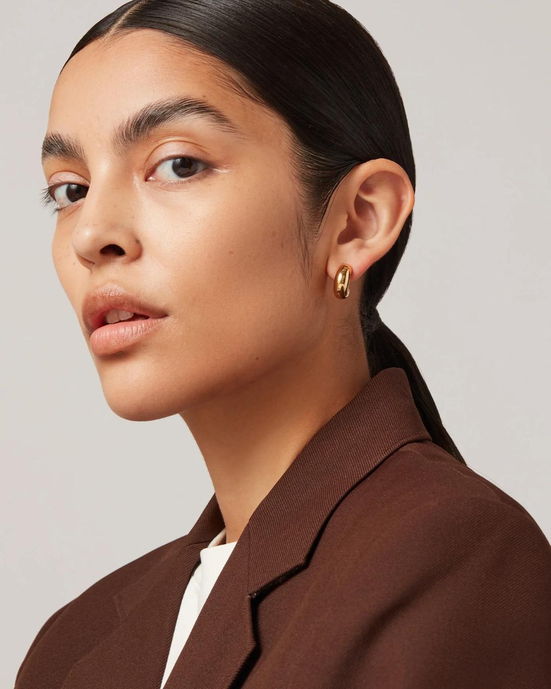 chunky small hoops in gold