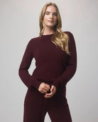 long sleeve top in burgundy