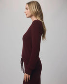 long sleeve top in burgundy
