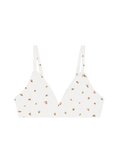 white triangle bra with a floral print