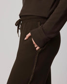 brown joggers with a tie waist 