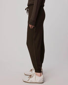 brown joggers with a tie waist 