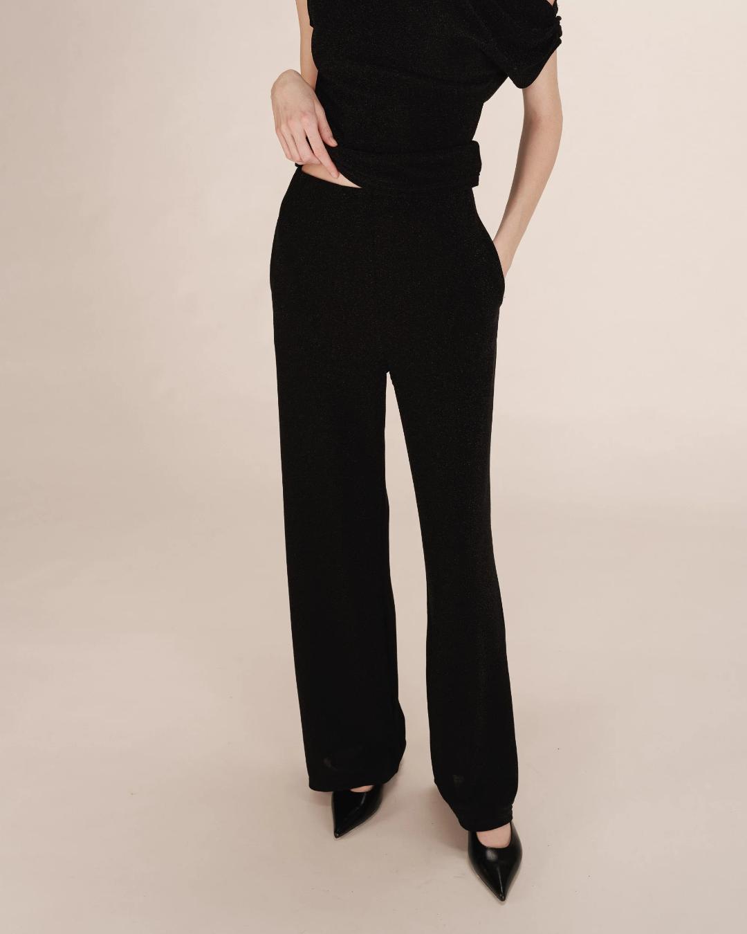 wide leg black trouser pant