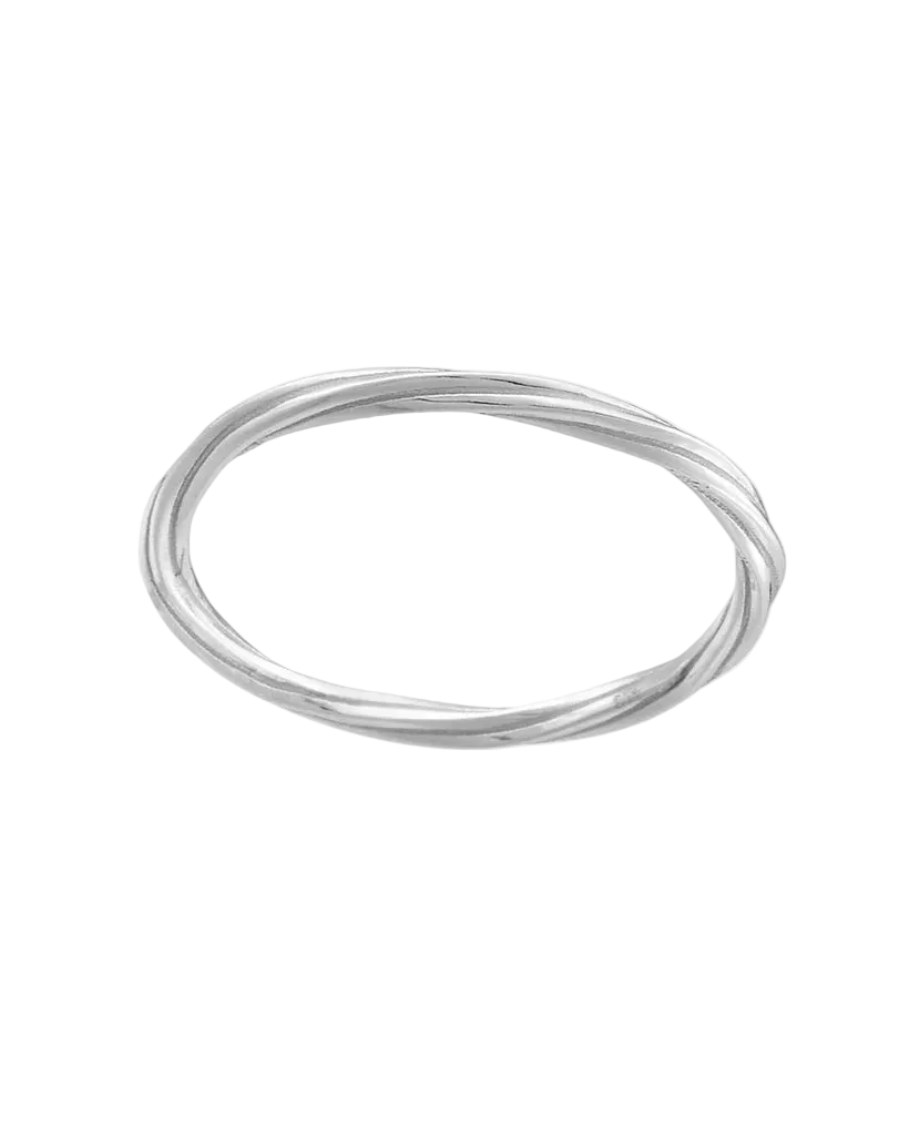 a picture of a silver ring with a twist design