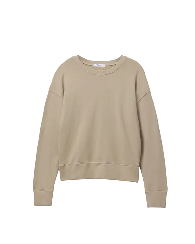beige crewneck sweatshirt