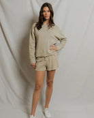 beige crewneck sweatshirt