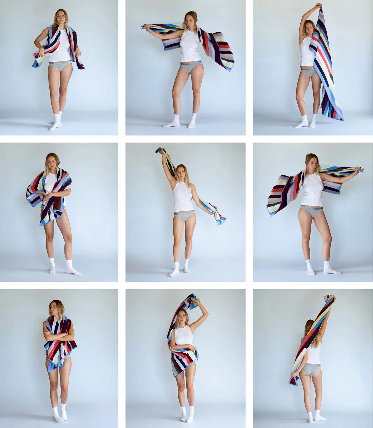 bath towel with lots of colours