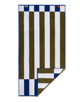 bath towel striped with blue green and white