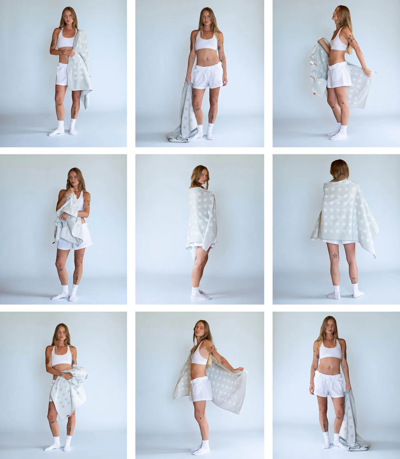 polka dot towel in grey