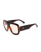 oversized aviator sunglasses with tortoise frame and pink lenses 