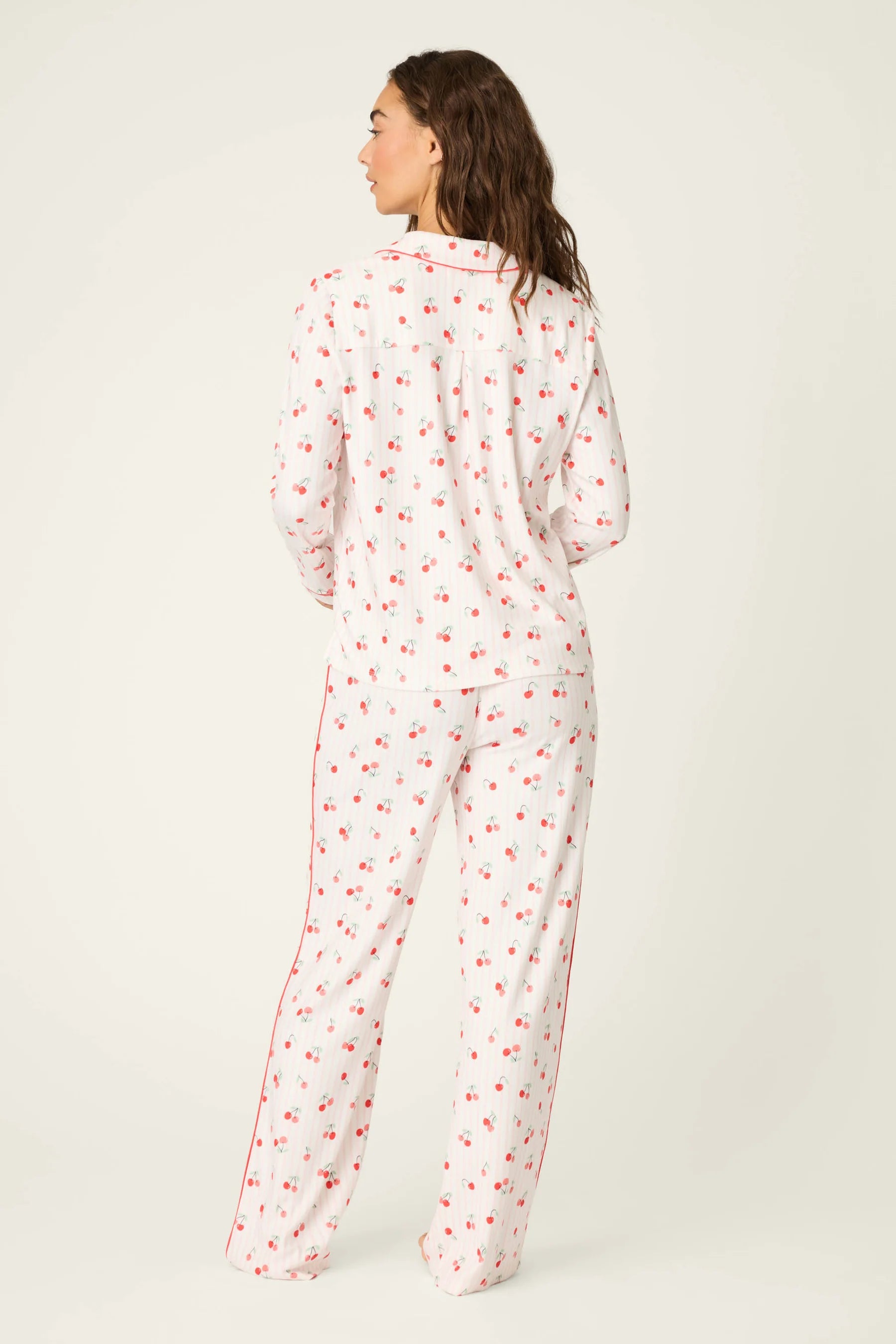 pj set in pink with cherries all over