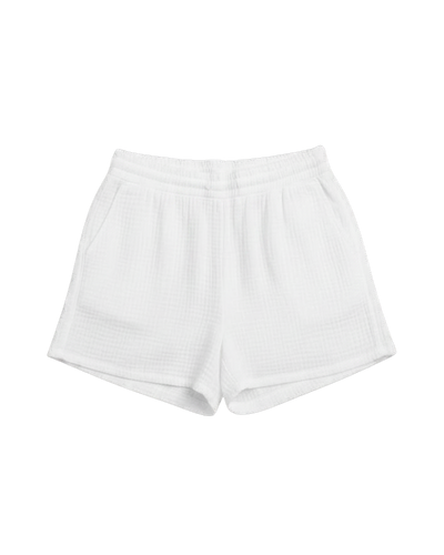 white gauzy shorts