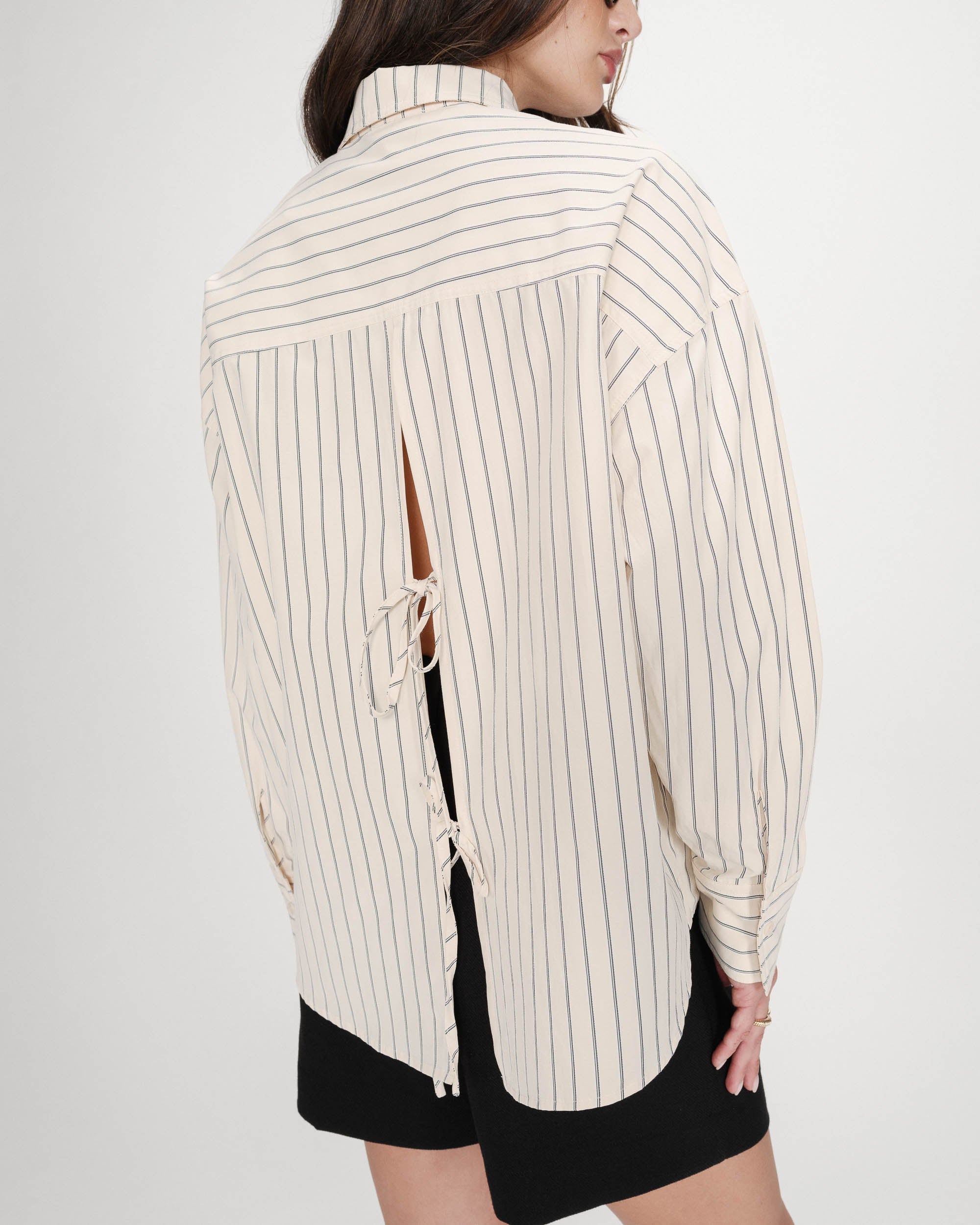 cream stripped oversized blouse