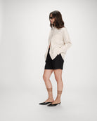 cream stripped oversized blouse