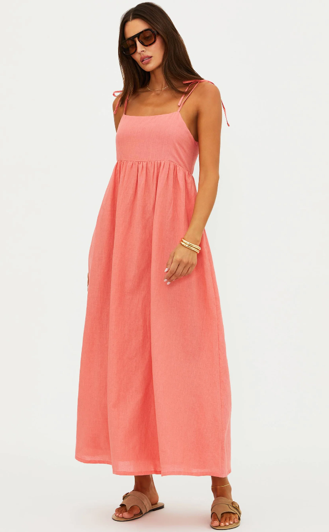maxi dress in coral