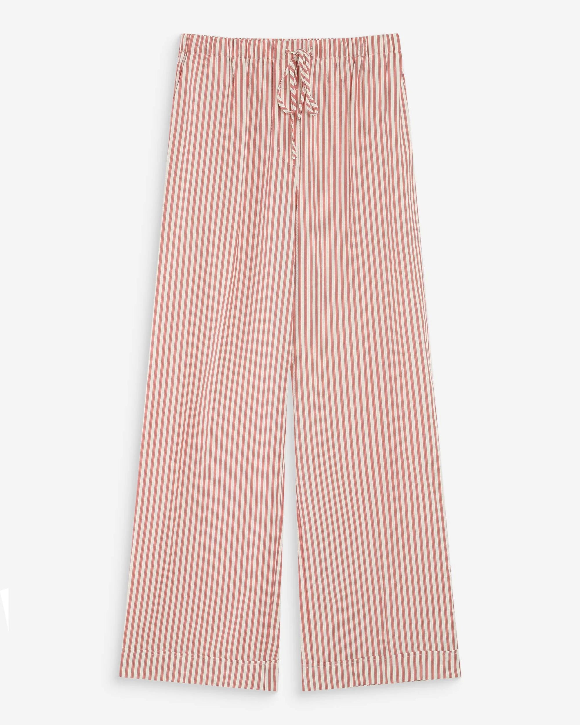 wide leg striped pant in coral