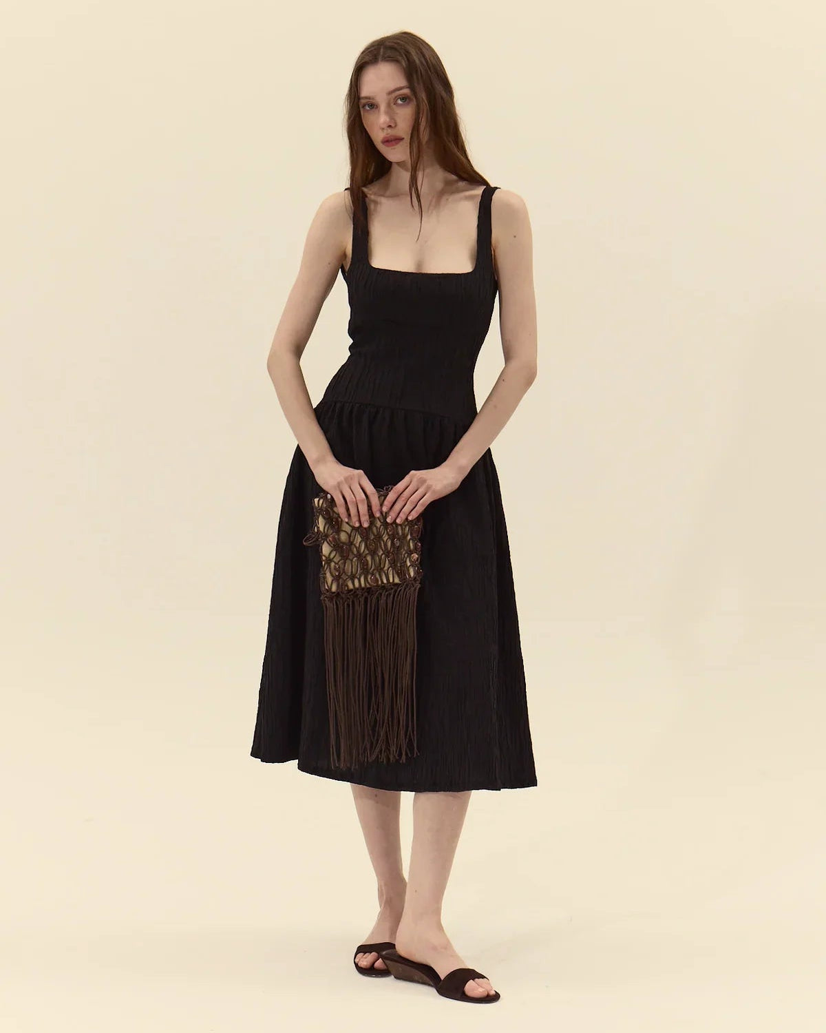 black midi dress