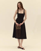 black midi dress