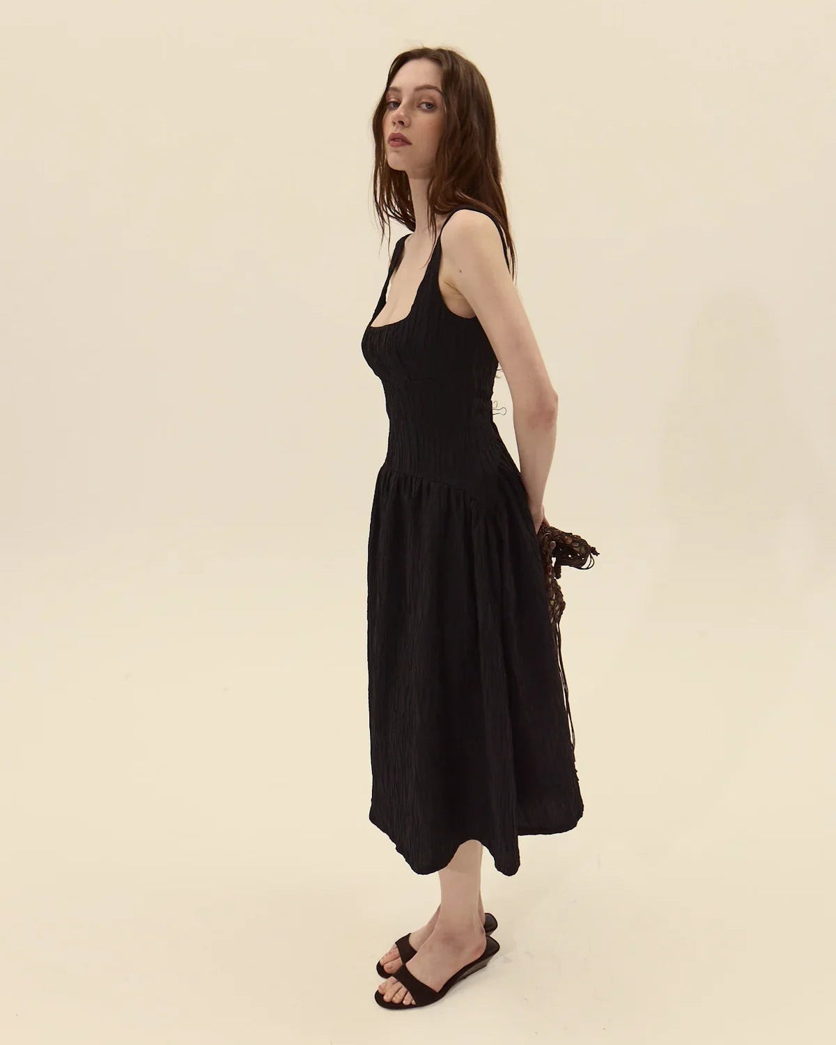 black midi dress
