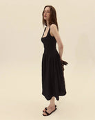 black midi dress