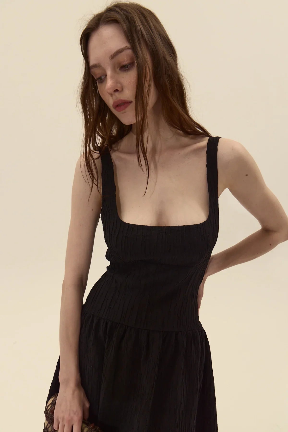 black midi dress