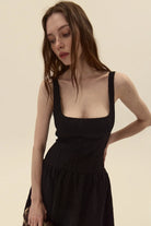 black midi dress
