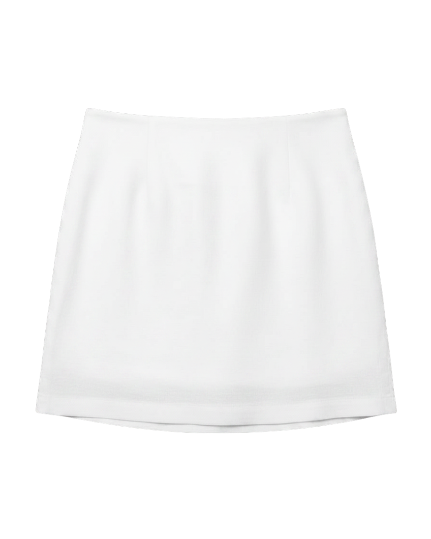 white mini skirt
