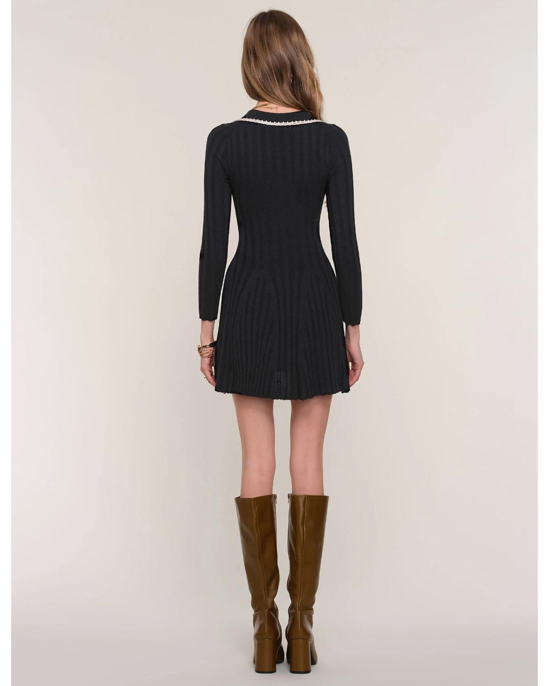 mini sweater dress in black with a collar