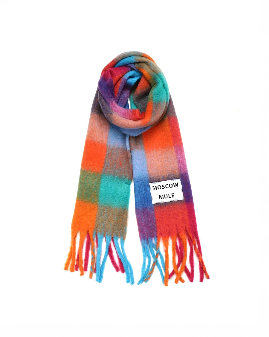 Verb to Do Checkered Maxi Scarf Moscow Mule