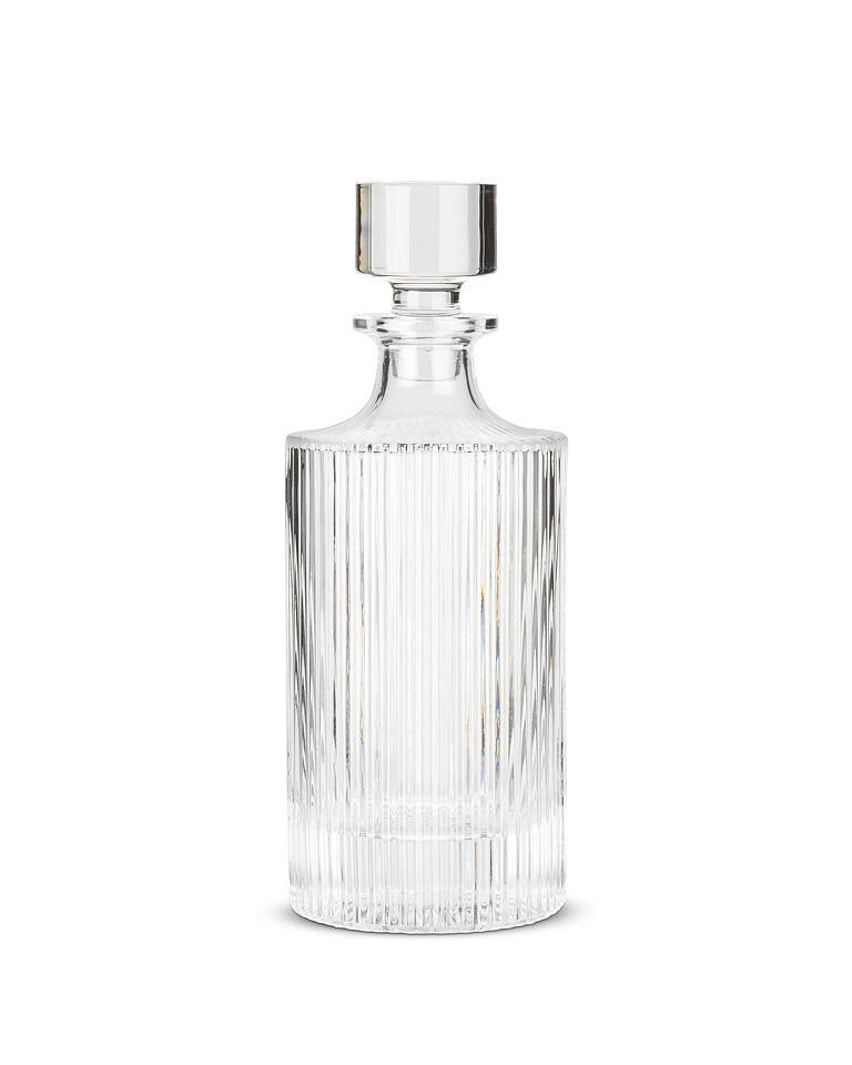 a glass decanter with a glass stopper