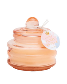 rose coloured glass candle container