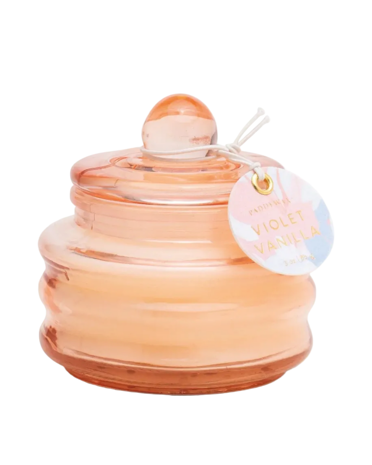 rose coloured glass candle container