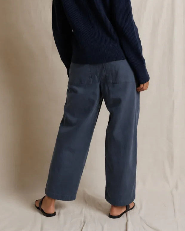 blue utility pant with a drawstring