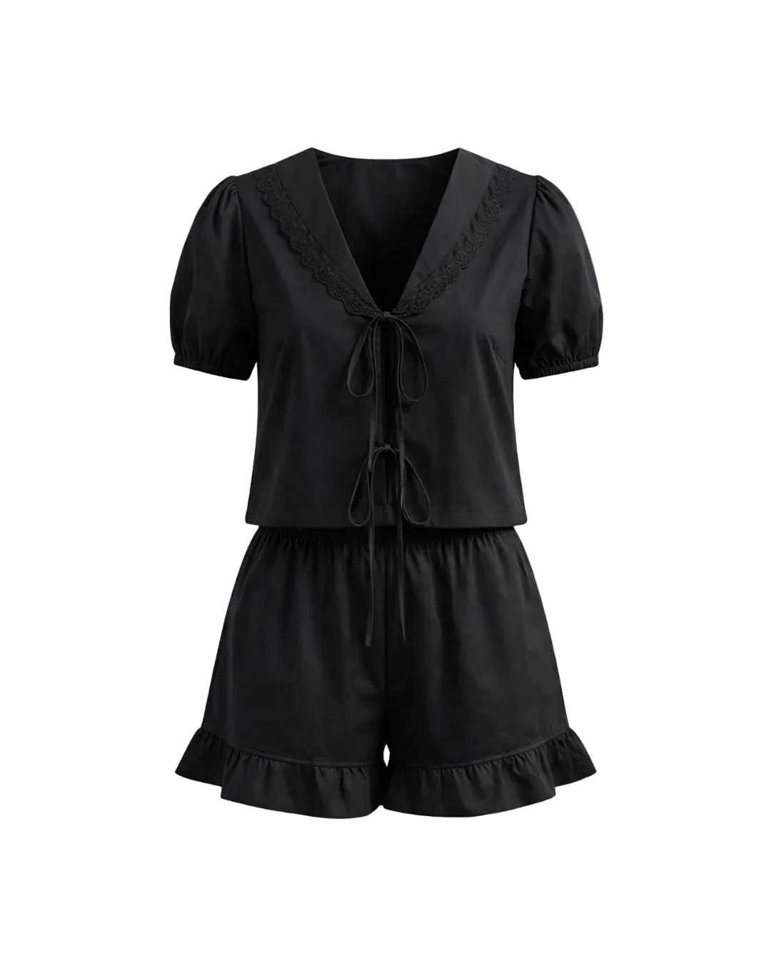 matching short and shirt set in black