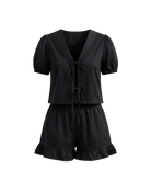 matching short and shirt set in black