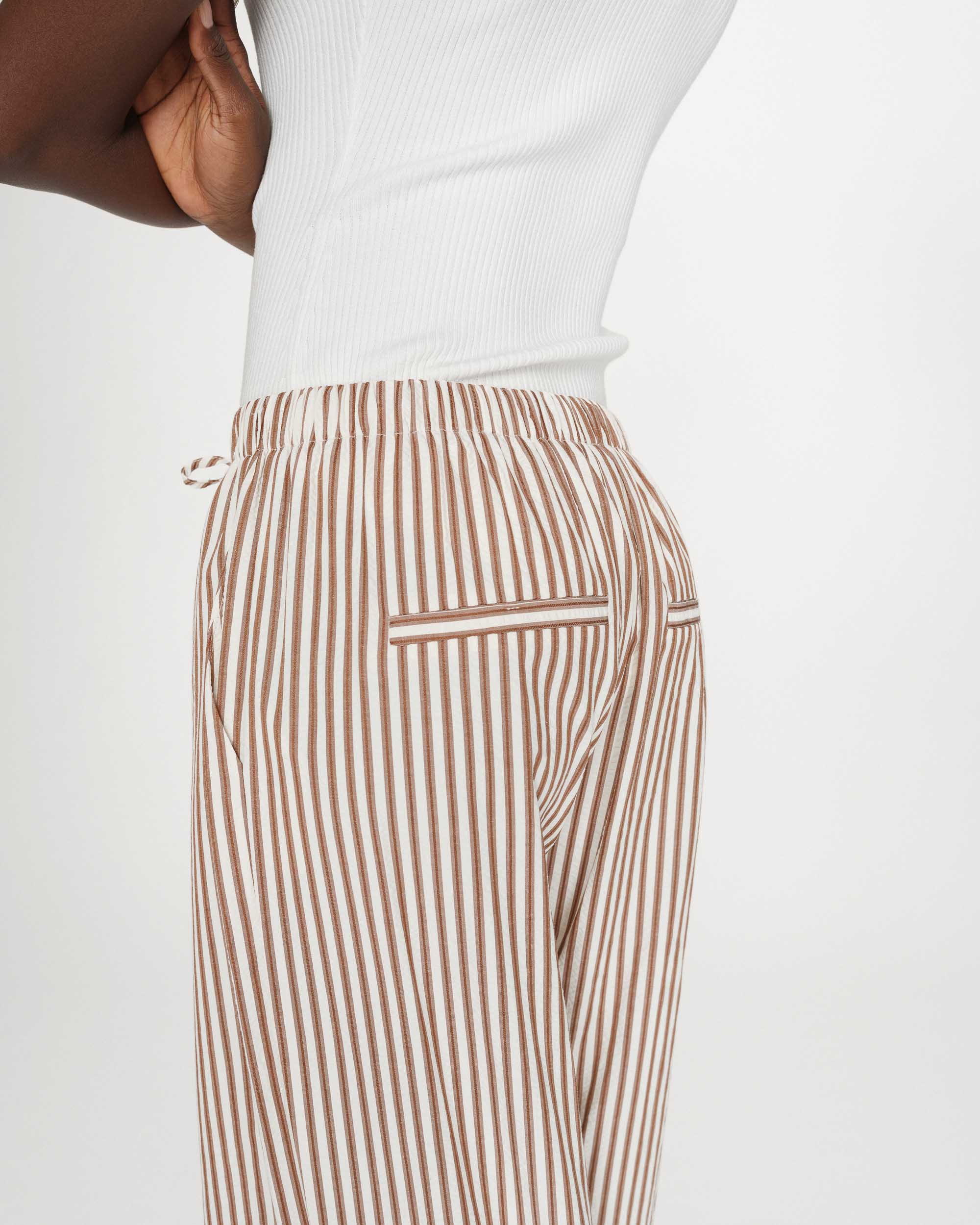 wide leg striped pant in brown