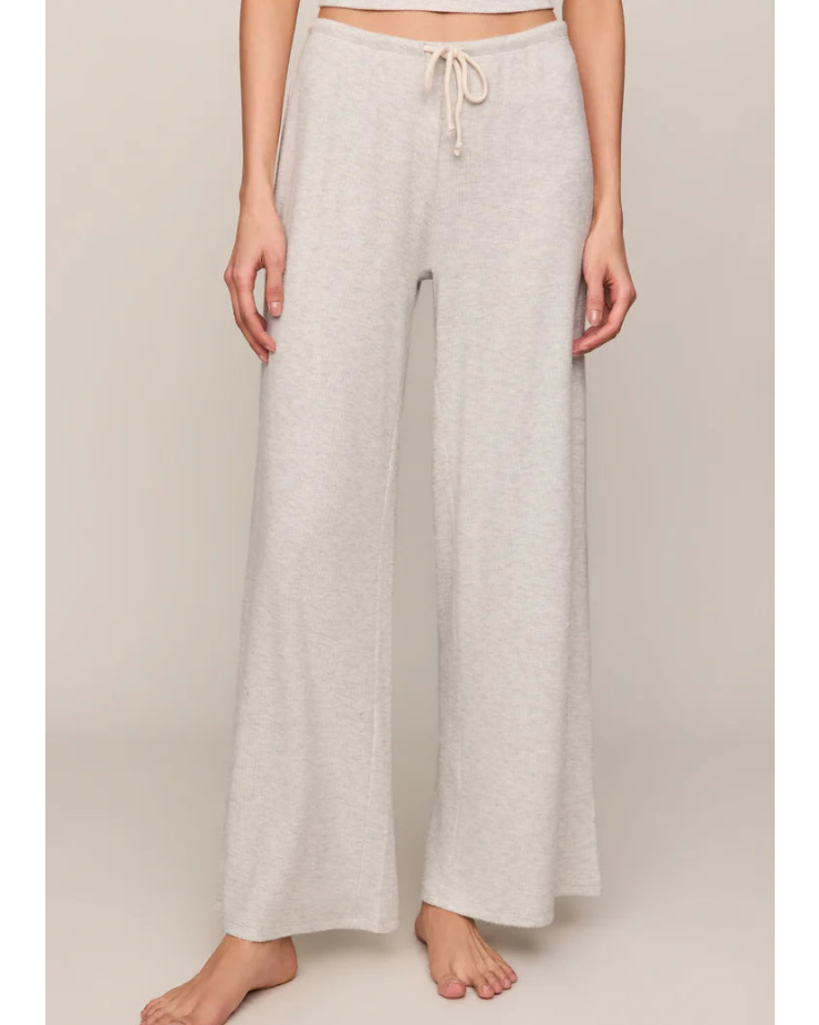 wide leg lounge pant in grey with a drawstring