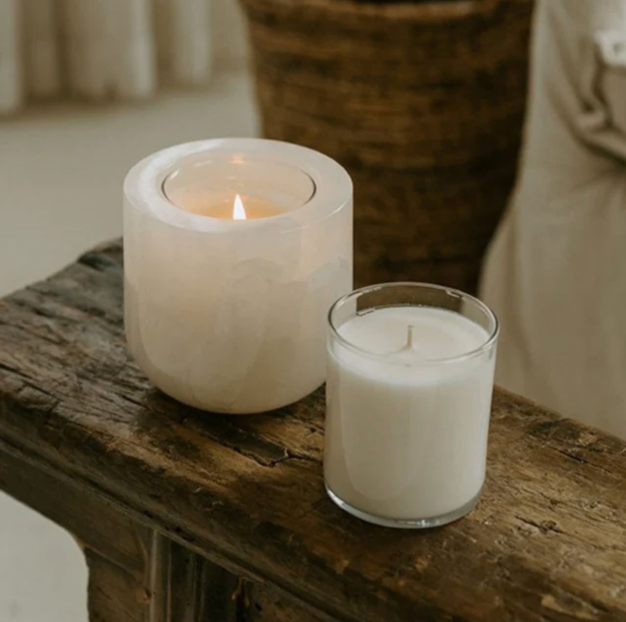 white marble candle holder
