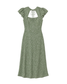 green midi dress with white polka dots 