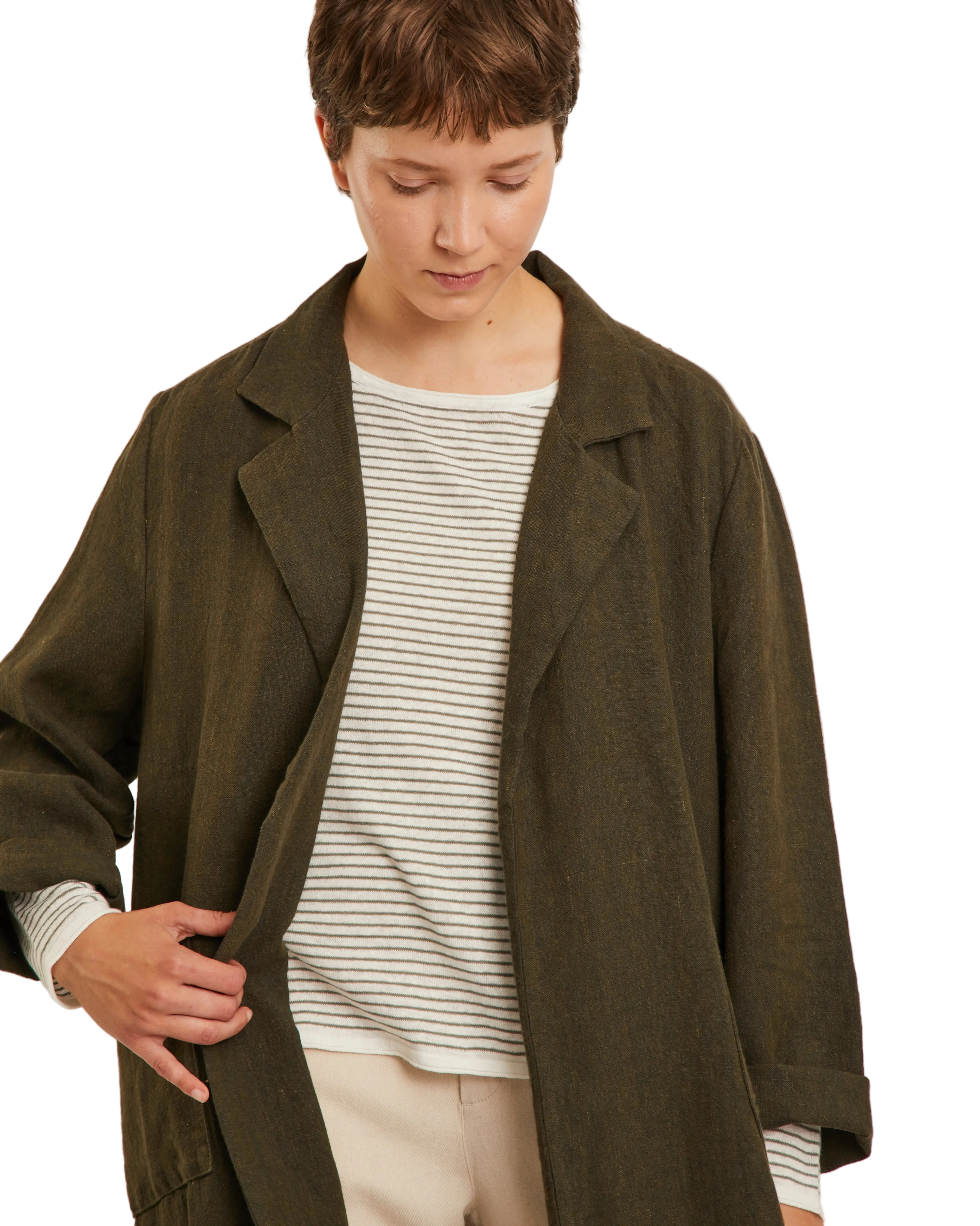 long sleeve sweater with white and green stripes 