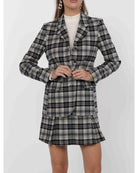 blazer in a navy and cream plaid